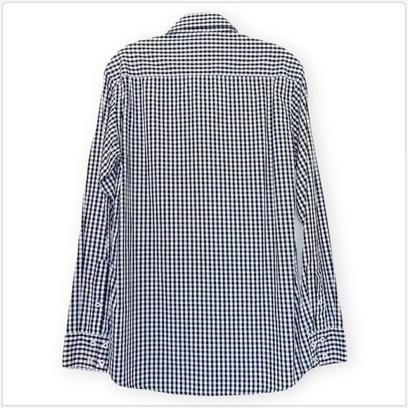 Martin Gordon Men's Navy and White Check Plaid Button Front Shirt NWT NEW $150 S - Picture 2 of 3